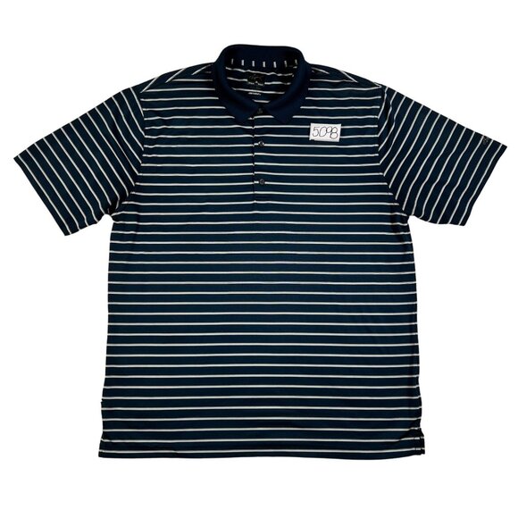 GREG NORMAN Shirt Men's Short Sleeve Striped Embroidered Polo Blue XL - Picture 10 of 10
